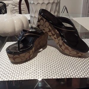 3" Coach brown signatured sides platforms